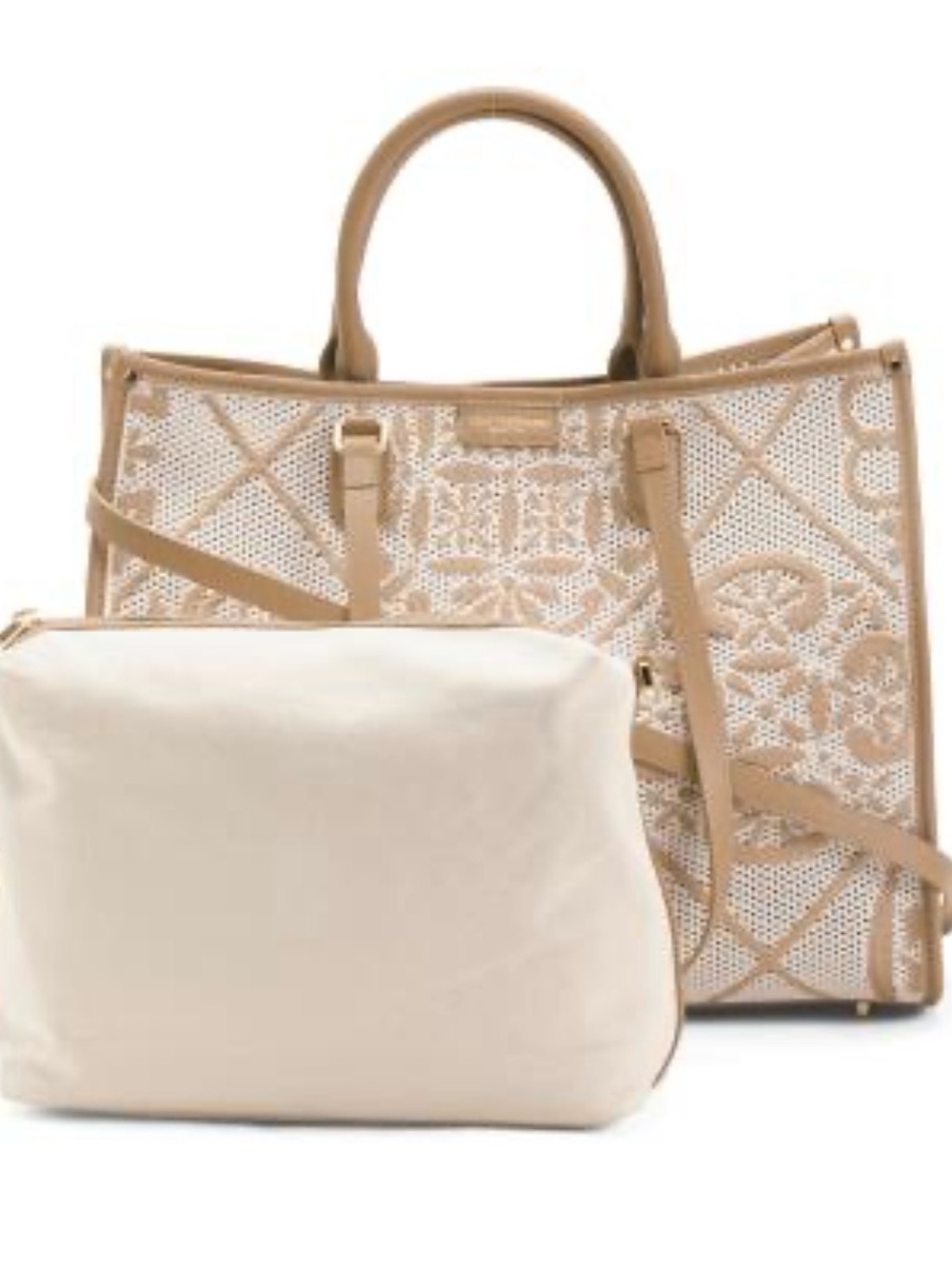 Viola Castellani neutral Woven Tote with Inner Pouch